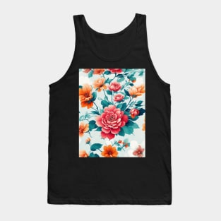 colorful floral trees abstract soft paint roses style unique Tank Top